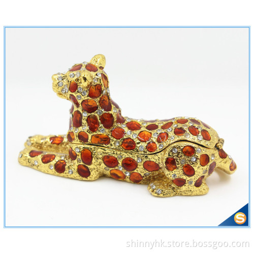 Wholesale Spot Leopard Shape Trinket Box Crystal Metal Trinket Box SCJ294